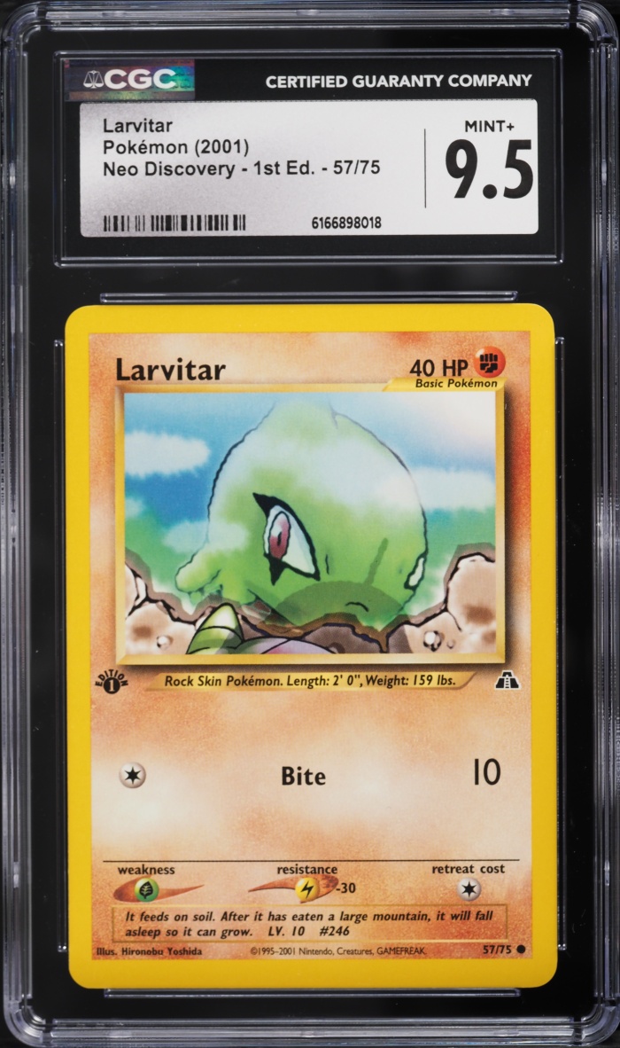 2001 Pokemon Neo Discovery 1st Edition Larvitar #57 CGC 9.5 MINT+