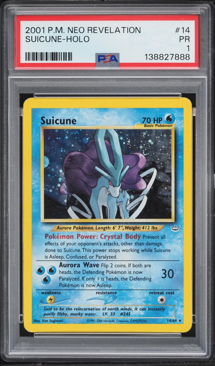 2001 Pokemon Neo Revelation Holo Suicune #14 PSA 1 PR