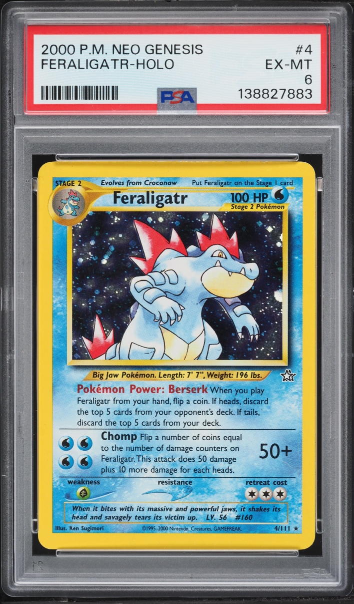2000 Pokemon Neo Genesis Holo Feraligatr #4 PSA 6 EXMT