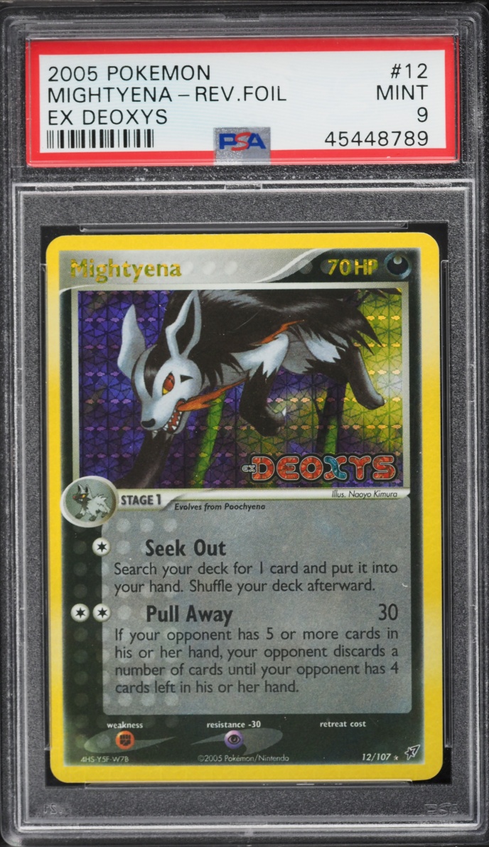 2005 Pokemon EX Deoxys Reverse Holo Mightyena #12 PSA 9 MINT