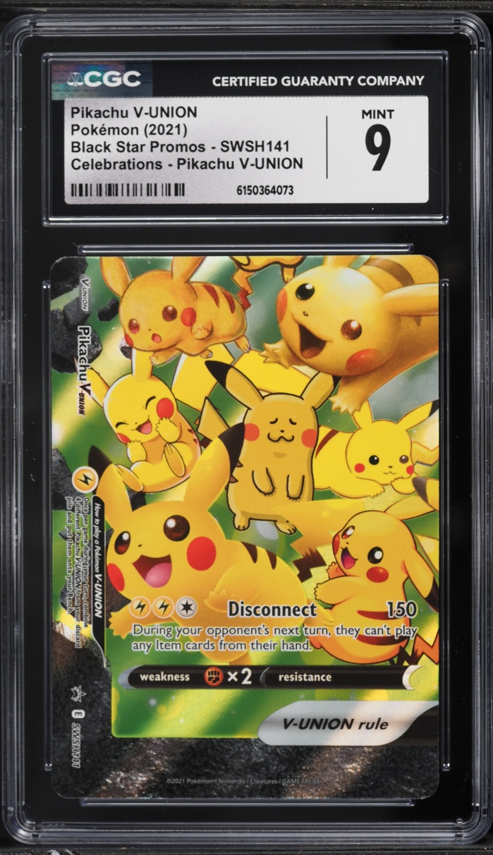 2021 Pokemon Sword & Shield Promo Celebrations Pikachu V-UNION #SWSH141 CGC 9 MINT