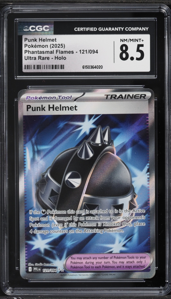2025 Pokemon Mega Evolution Phantasmal Flames Full Art Punk Helmet #121 CGC 8.5 NM-MT+