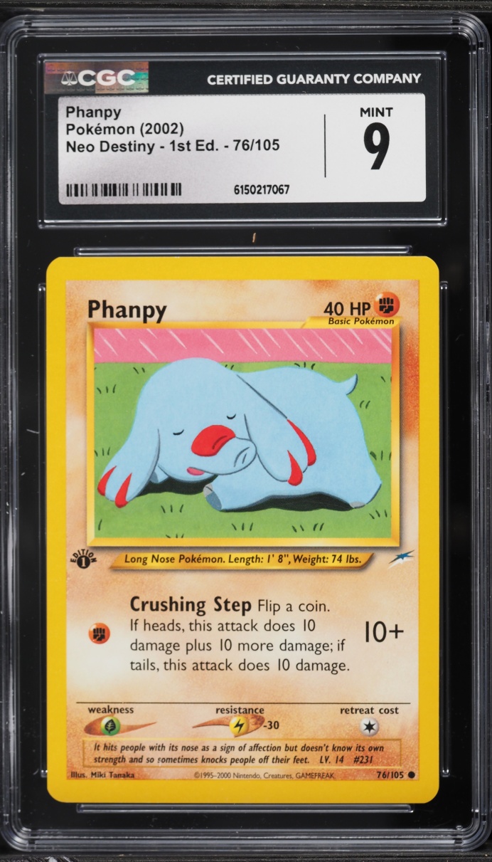 2002 Pokemon Neo Destiny 1st Edition Phanpy #76 CGC 9 MINT