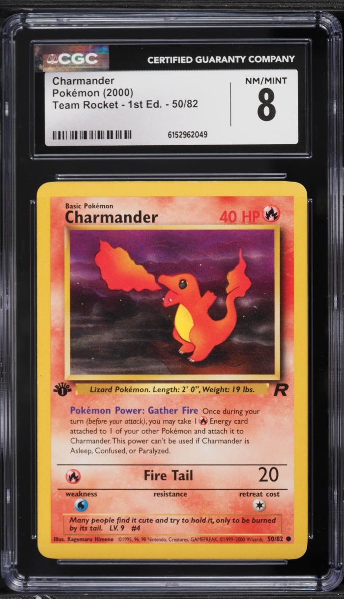 2000 Pokemon Team Rocket 1st Edition Charmander #50 CGC 8 NM-MT