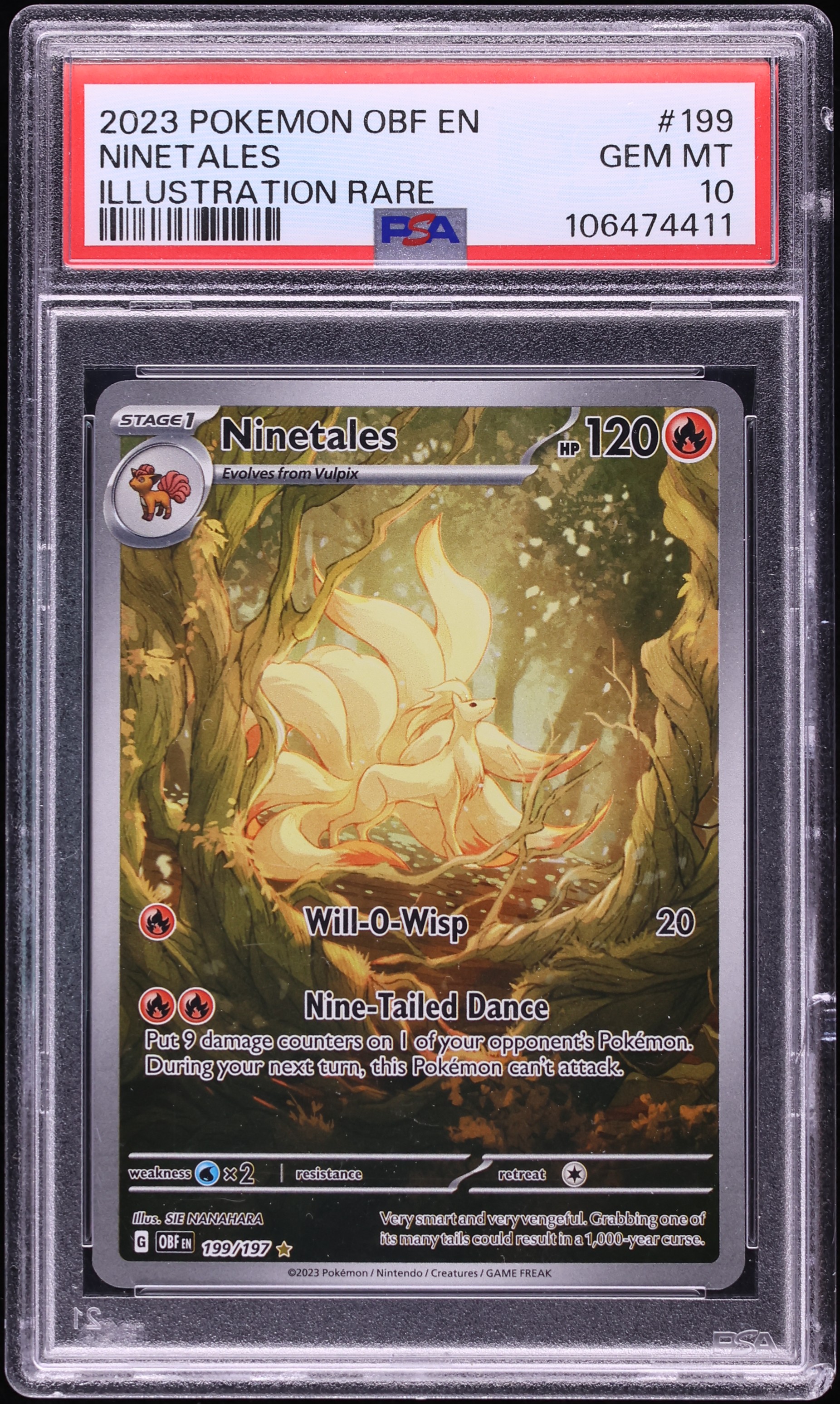 2023 Pokemon Scarlet & Violet Obsidian Flames IR Ninetales #199 PSA 10 GEM MINT