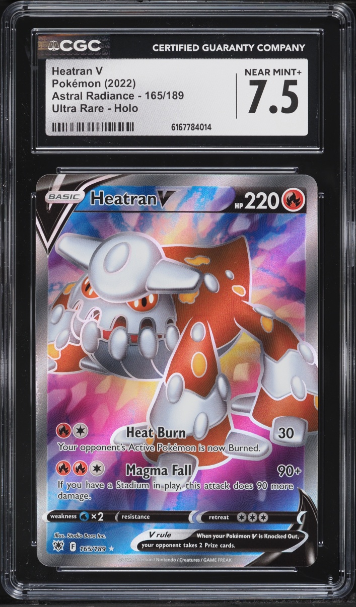 2022 Pokemon Sword & Shield Astral Radiance Full Art Heatran V #165 CGC 7.5 NRMT+