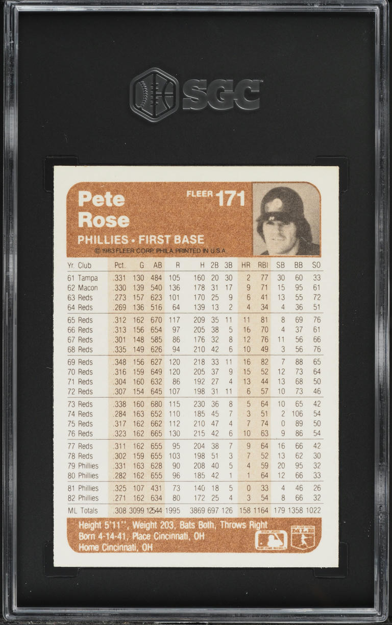 1983 Fleer Pete Rose #171 SGC 8 NM-MT
