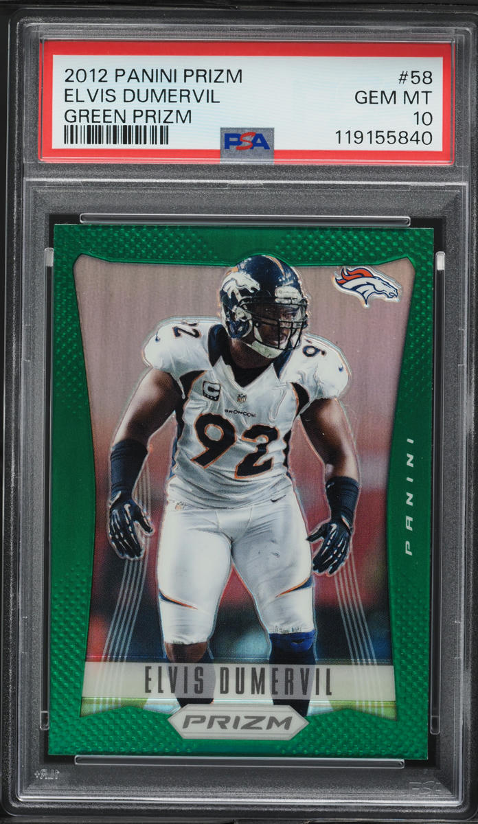 2012 Panini Prizm Green Elvis Dumervil #58 PSA 10 GEM MINT