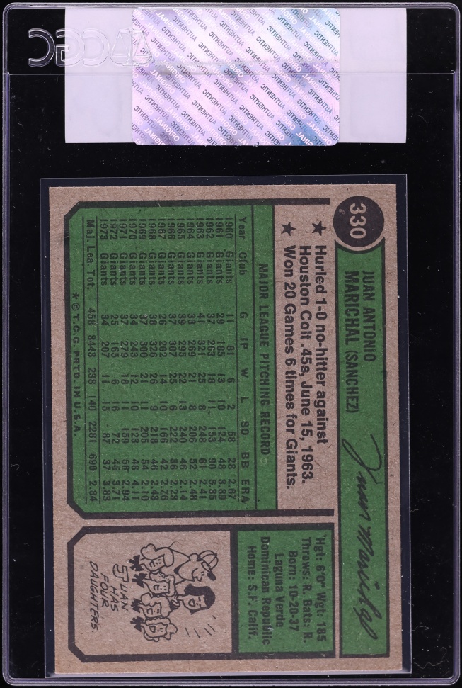 1974 Topps Juan Marichal #330 CGC AUTH