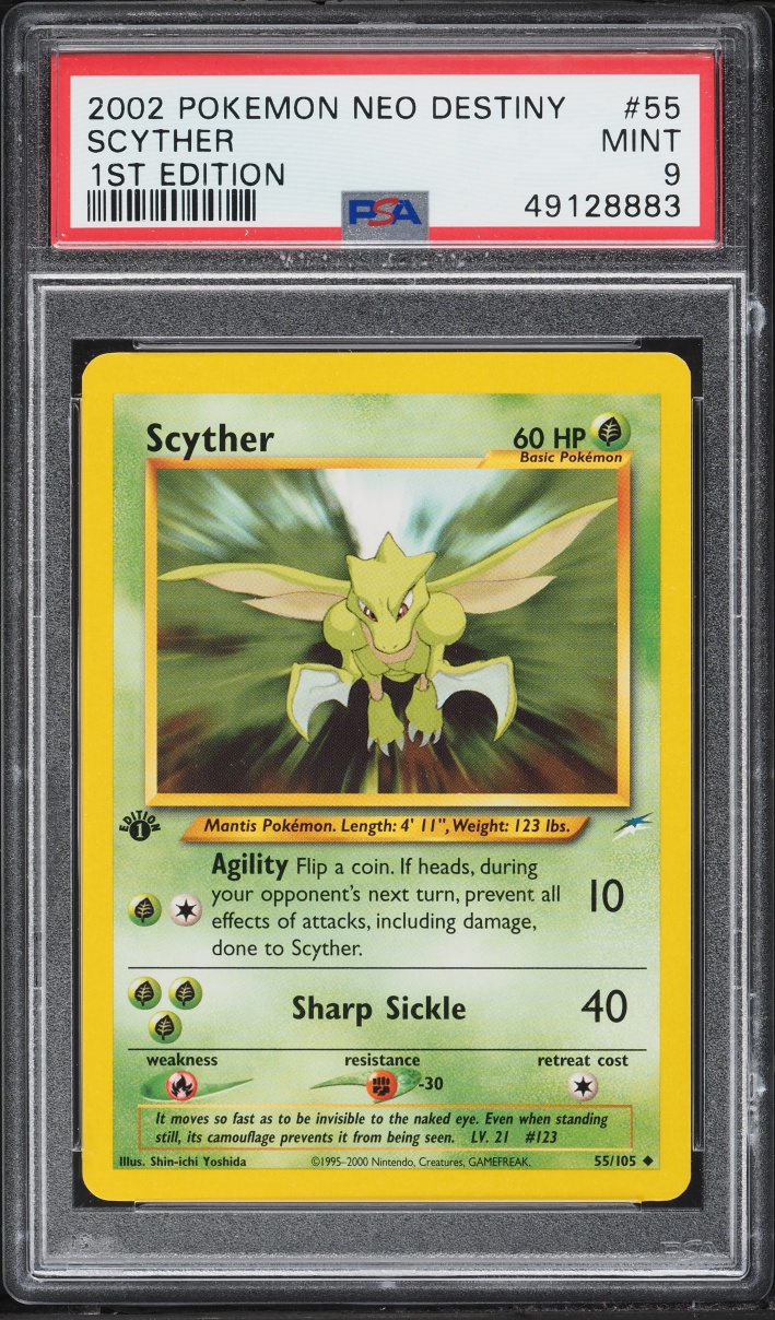 2002 Pokemon Neo Destiny 1st Edition Scyther #55 PSA 9 MINT