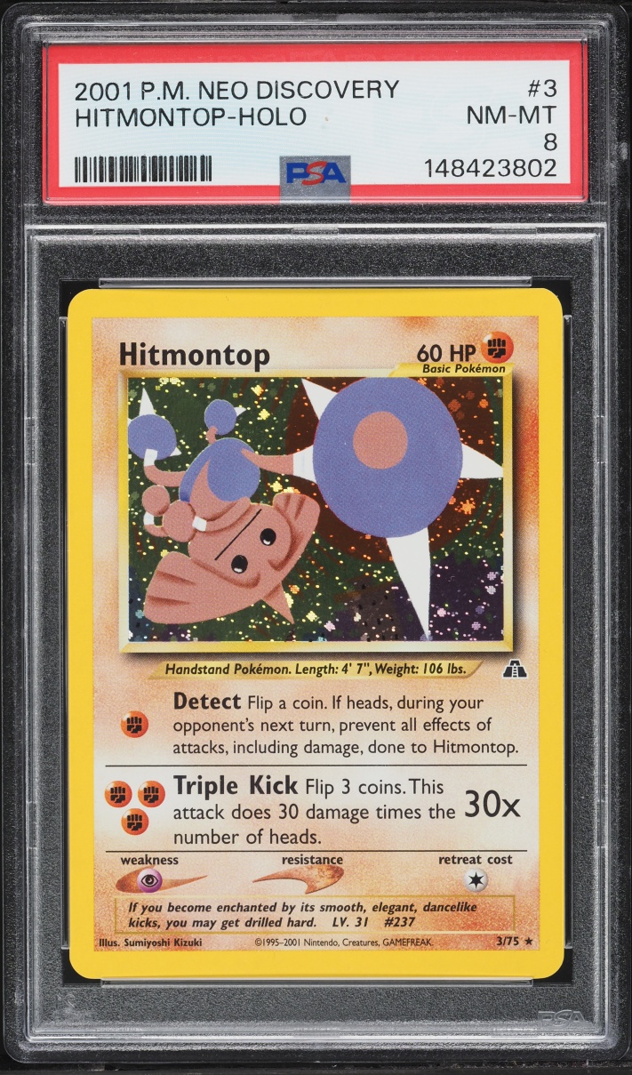 2001 Pokemon Neo Discovery Holo Hitmontop #3 PSA 8 NM-MT
