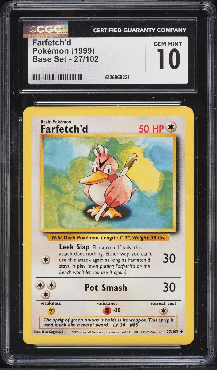 1999 Pokemon Base Set Farfetch'd #27 CGC 10 GEM MINT