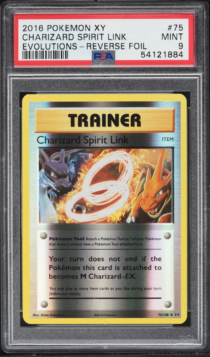 2016 Pokemon XY Evolutions Reverse Holo Charizard Spirit Link #75 PSA 9 MINT
