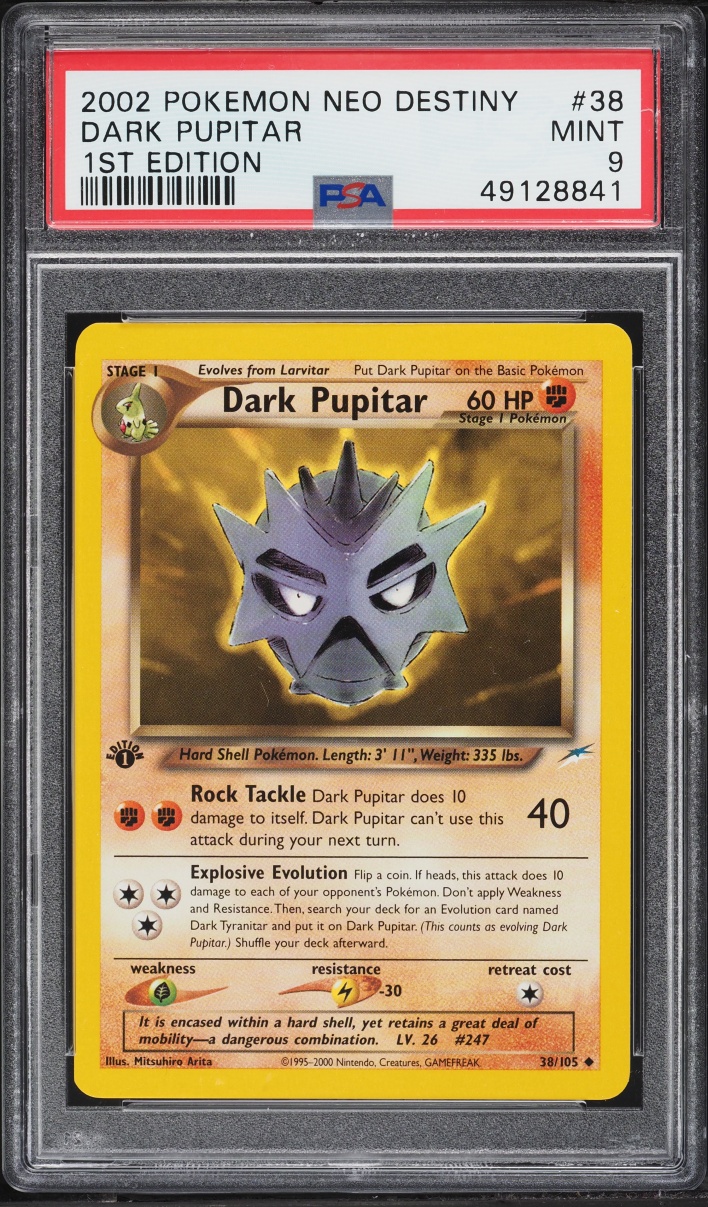 2002 Pokemon Neo Destiny 1st Edition Dark Pupitar #38 PSA 9 MINT