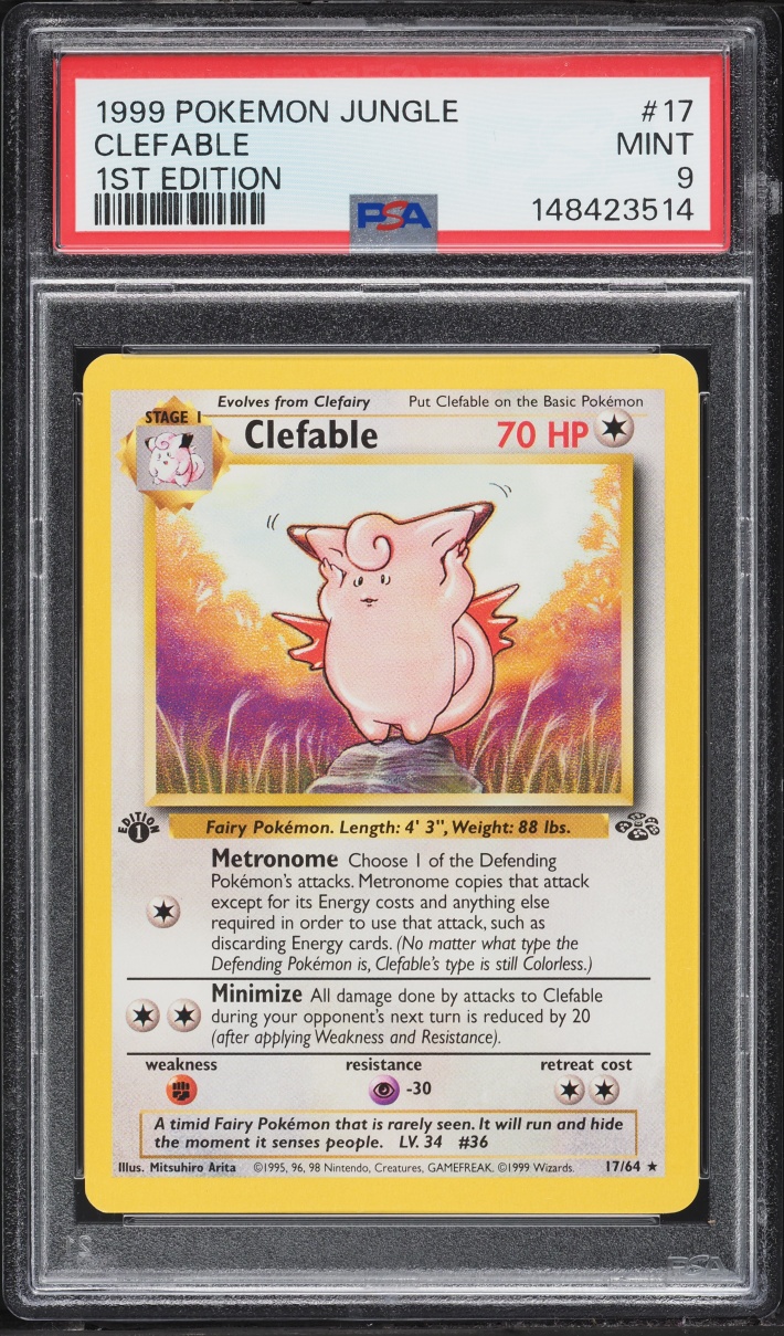 1999 Pokemon Jungle 1st Edition Clefable #17 PSA 9 MINT