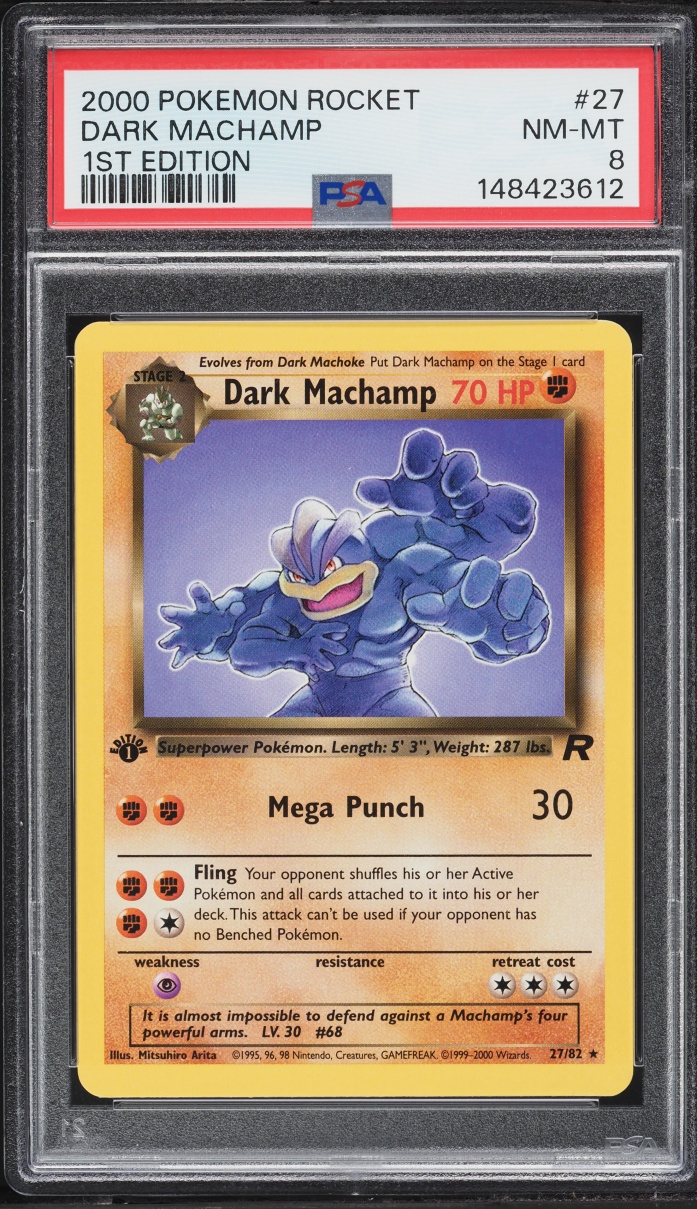 2000 Pokemon Team Rocket 1st Edition Dark Machamp #27 PSA 8 NM-MT
