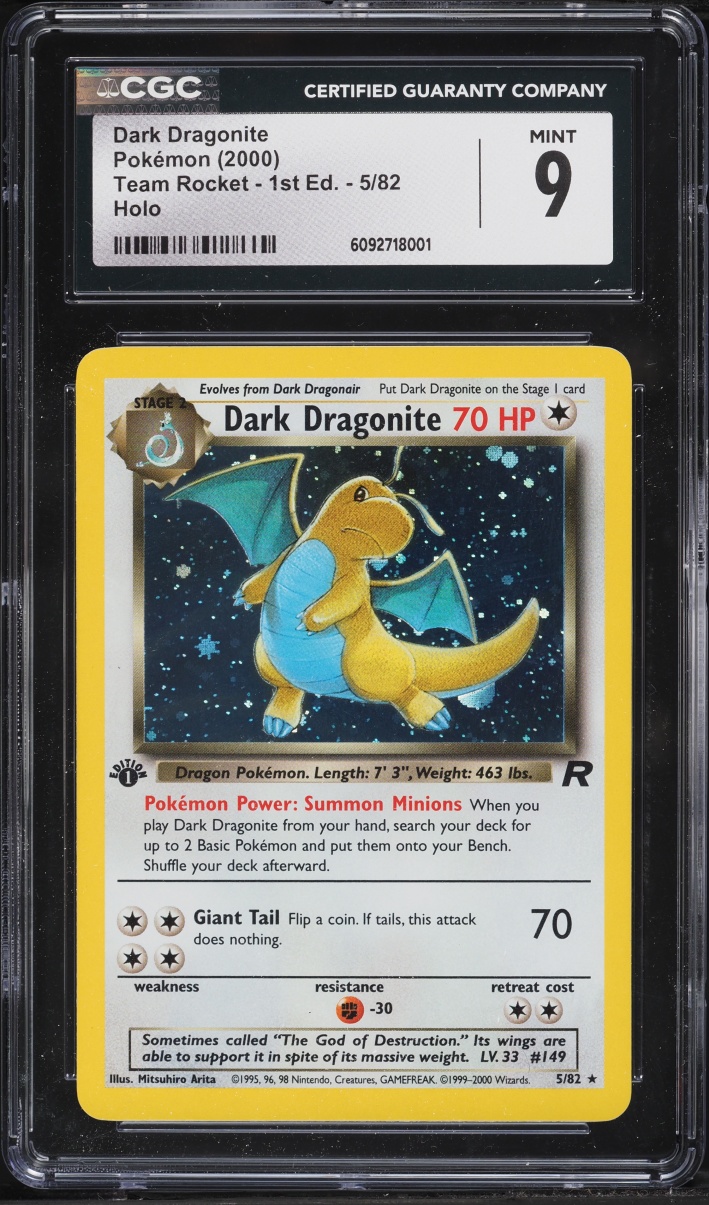 2000 Pokemon Team Rocket 1st Edition Holo Dark Dragonite #5 CGC 9 MINT