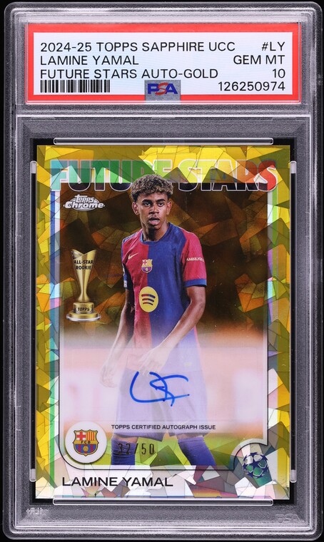 2024 Topps Chrome Sapphire UEFA Future Stars Gold Lamine Yamal AUTO /50 #FSA-LY PSA 10 GEM MINT