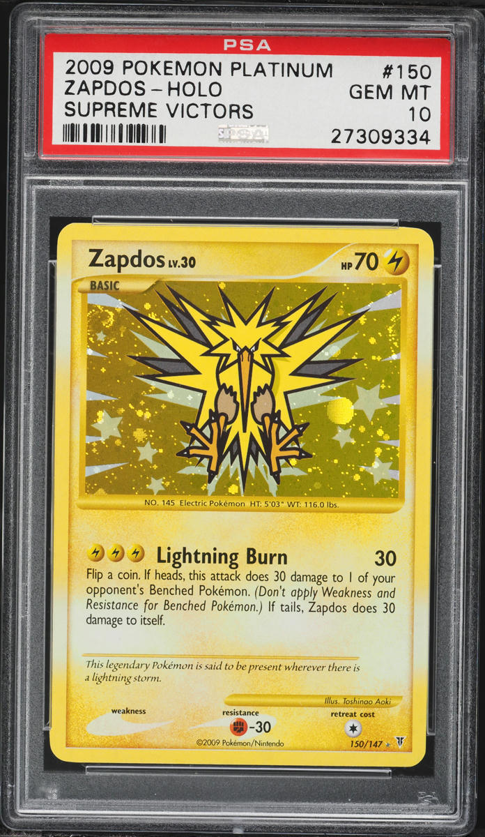 2009 Pokemon Platinum Supreme Victors Holo Zapdos #150 PSA 10 GEM MINT