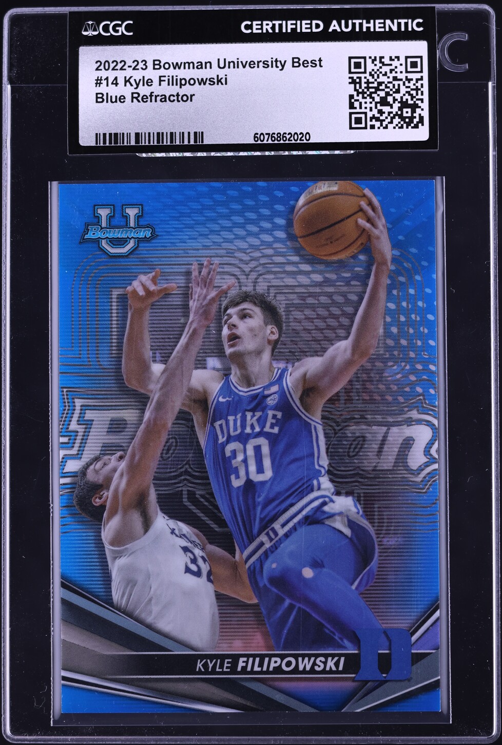 2022 Bowman University Best Blue Refractor Kyle Filipowski ROOKIE /150 #14 CGC AUTH
