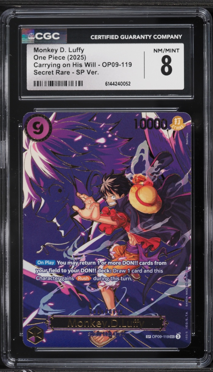 2025 One Piece Carrying On His Will SP SEC Monkey D. Luffy #OP09-119 CGC 8 NM-MT