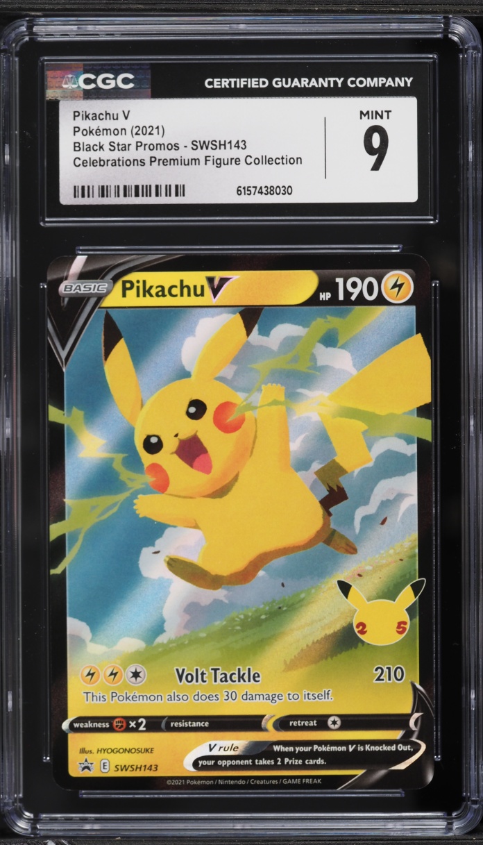2021 Pokemon SWSH Promo Celebrations Premium Figure Collection Pikachu V #SWSH143 CGC 9 MINT