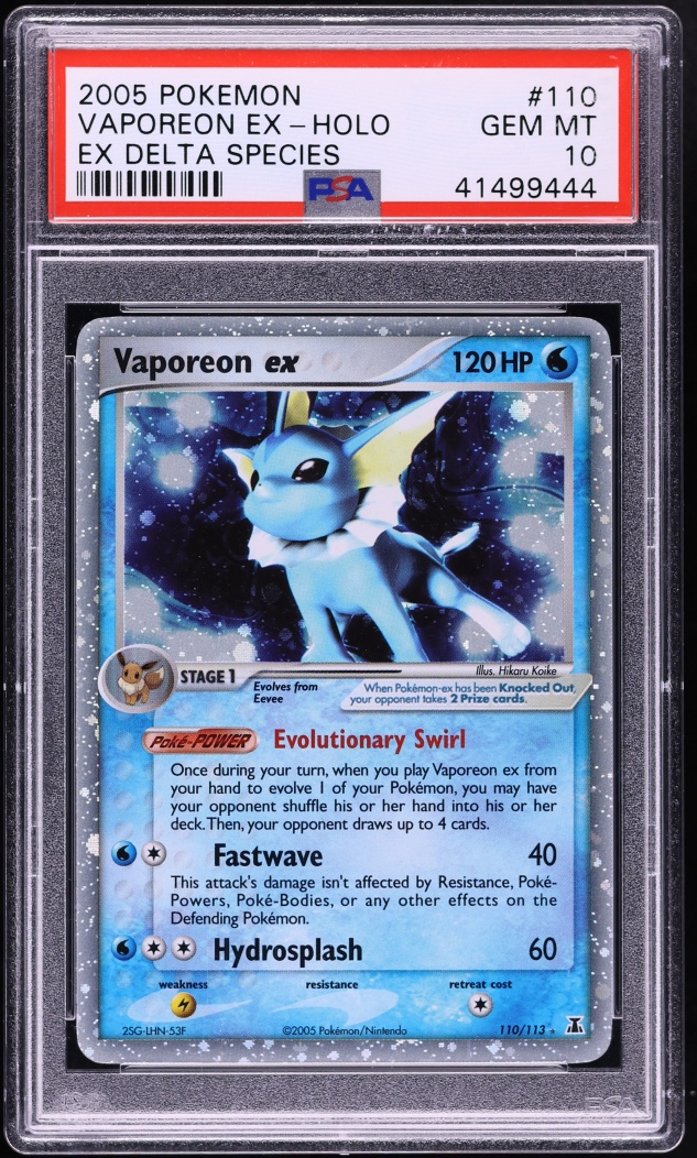 2005 Pokemon EX Delta Species Holo Vaporeon ex #110 PSA 10 GEM MINT