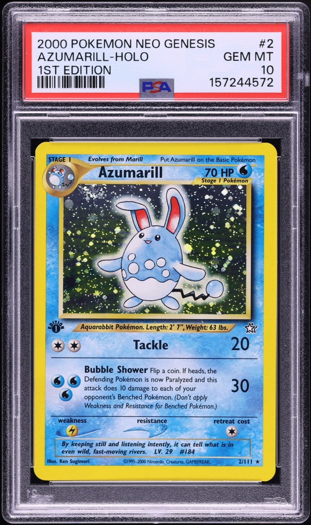 2000 Pokemon Neo Genesis 1st Edition Holo Azumarill #2 PSA 10 GEM MINT