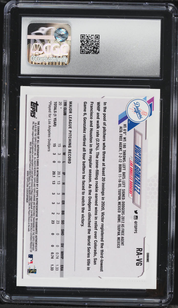 2021 Topps Chrome Victor Gonzalez ROOKIE AUTO #RA-VG CGC 10 GEM MINT