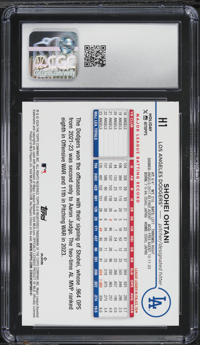 2024 Topps Holiday Shohei Ohtani #H1 CGC 10 GEM MINT