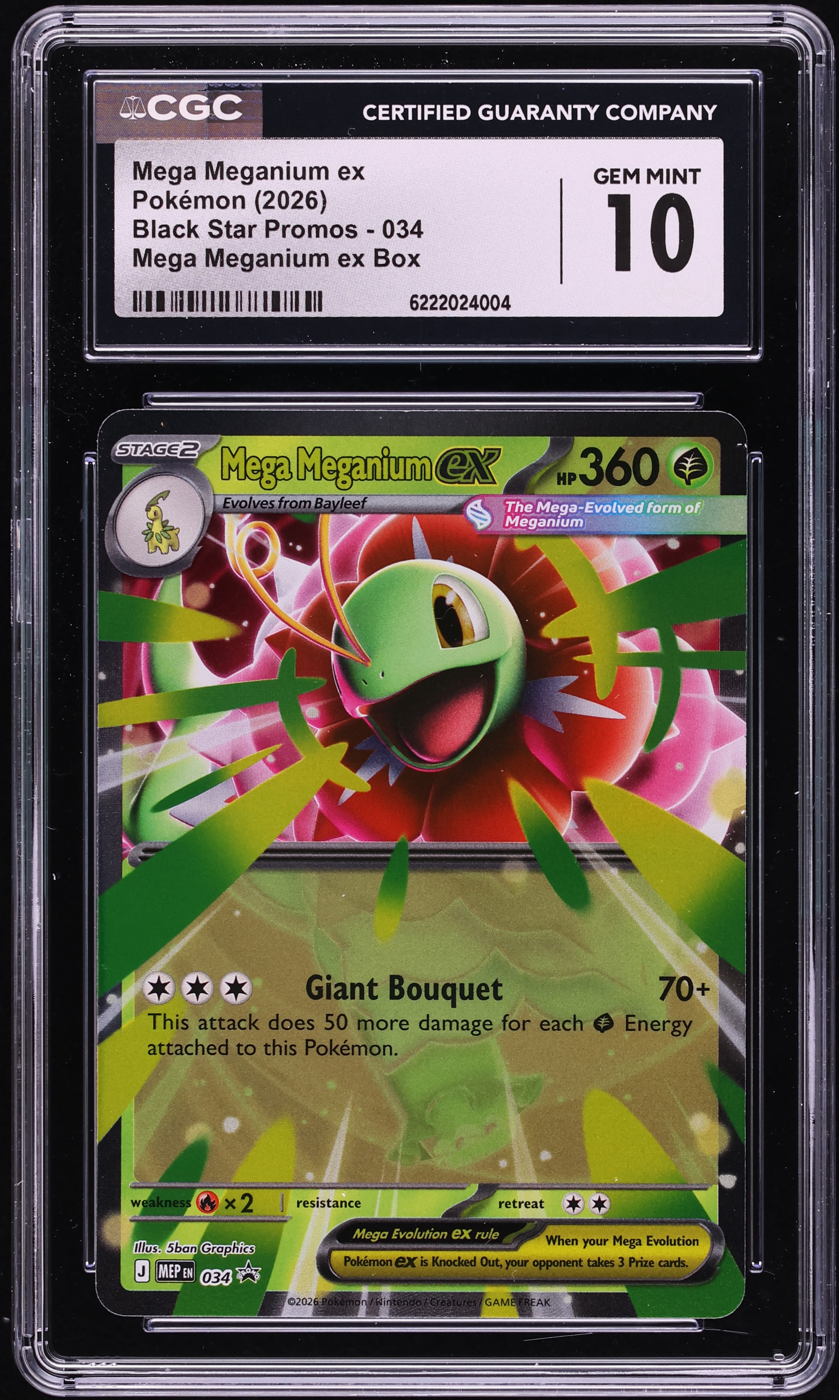 2026 Pokemon Mega Evolution Black Star Promo Box Mega Meganium EX #34 CGC 10 GEM MINT
