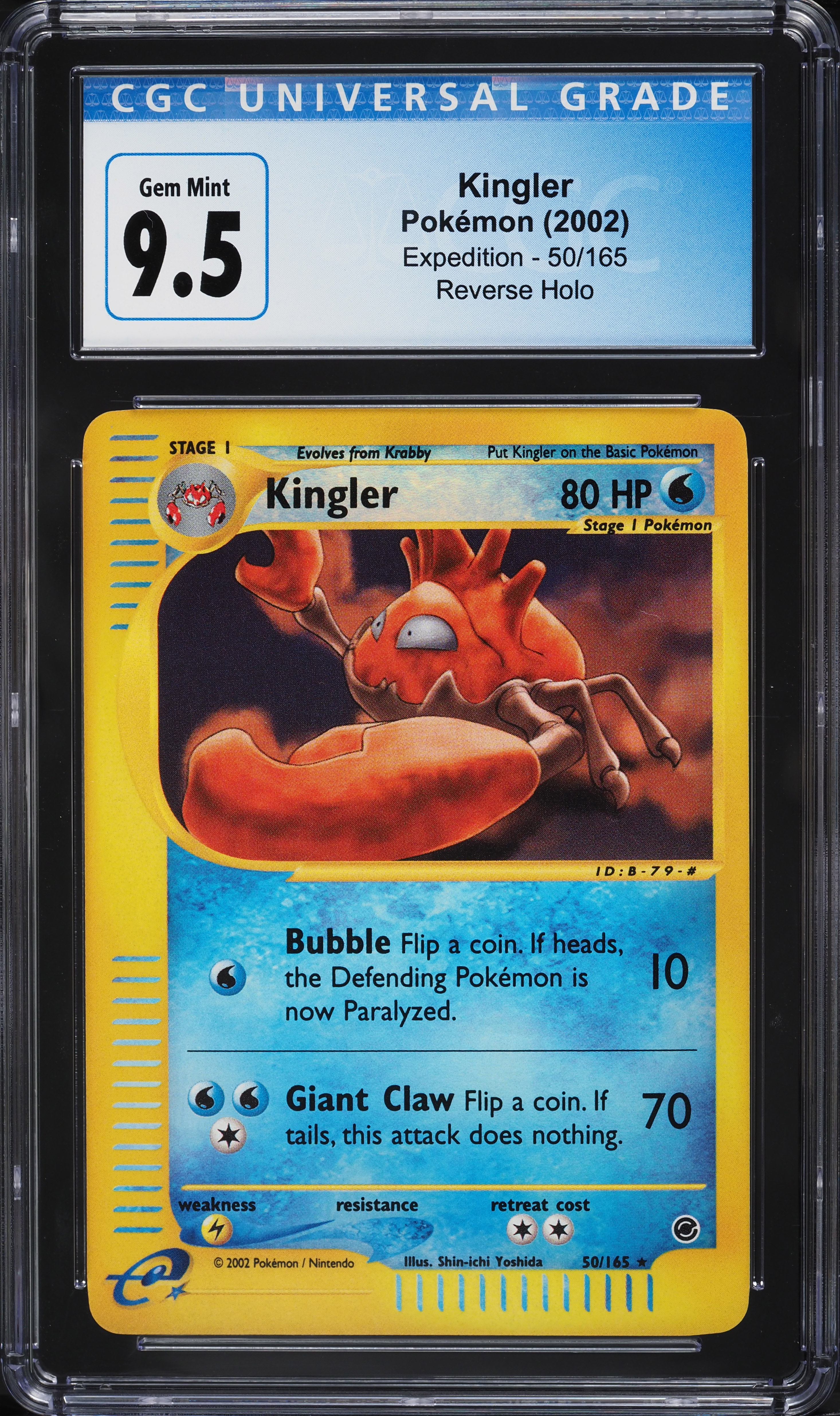 2002 Pokemon Expedition Reverse Holo Kingler #50 CGC 9.5 GEM MINT