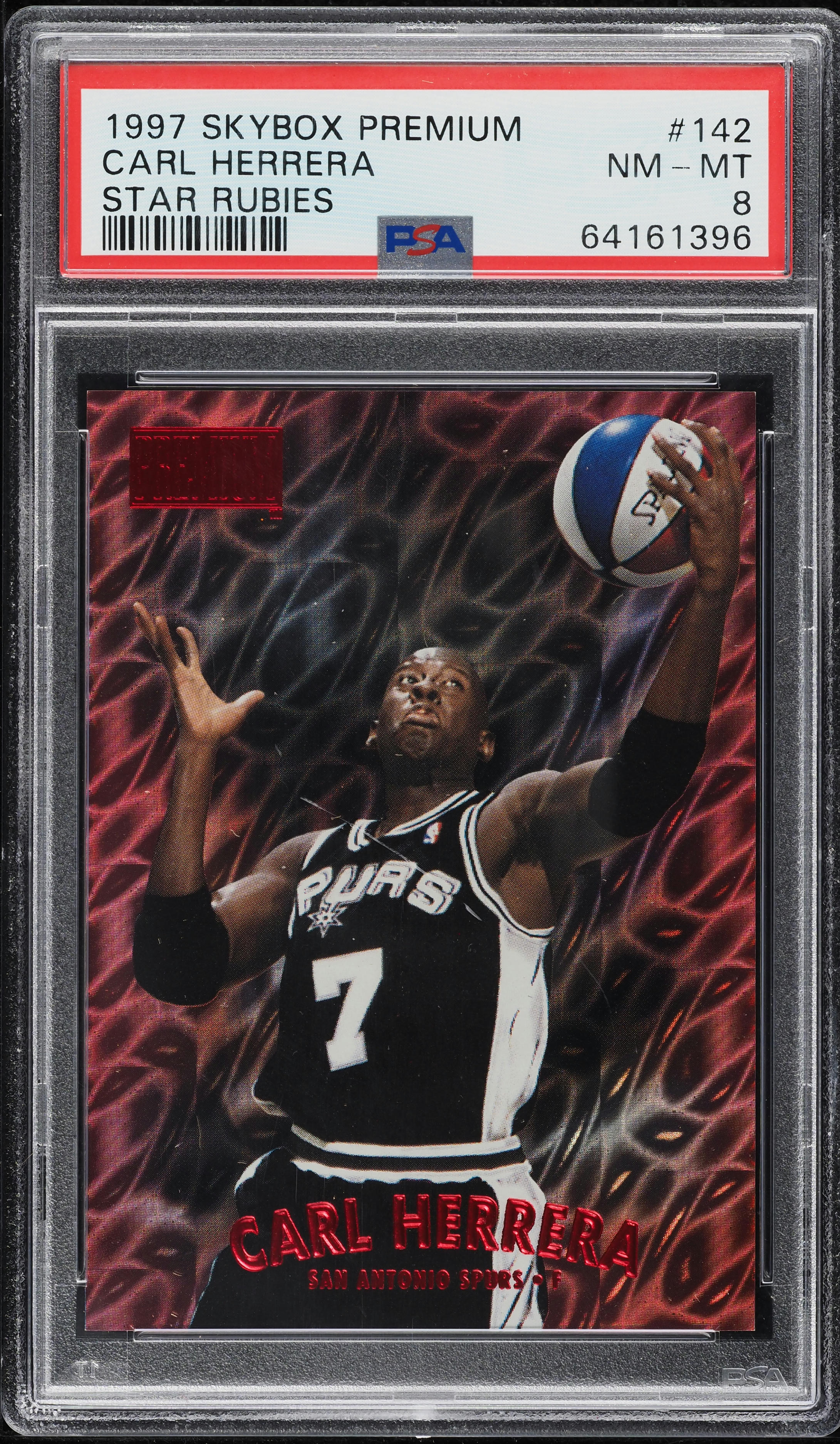 1997 Skybox Premium Star Rubies Carl Herrera /50 #142 PSA 8 NM-MT