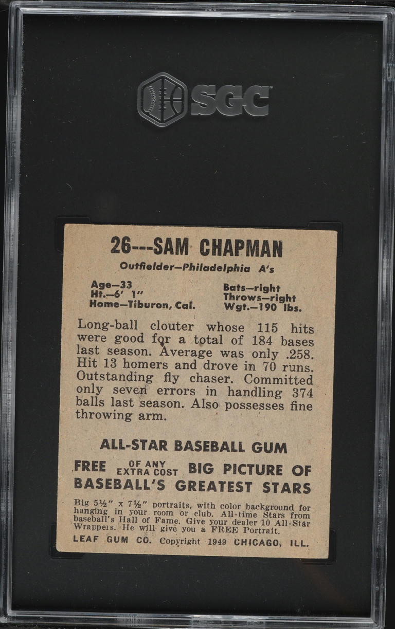 1948 Leaf Gum Sam Chapman #26 SGC 5 EX