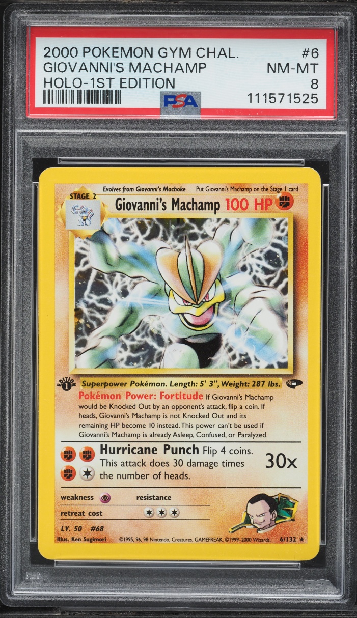 2000 Pokemon Gym Challenge 1st Edition Holo Giovanni's Machamp #6 PSA 8 NM-MT