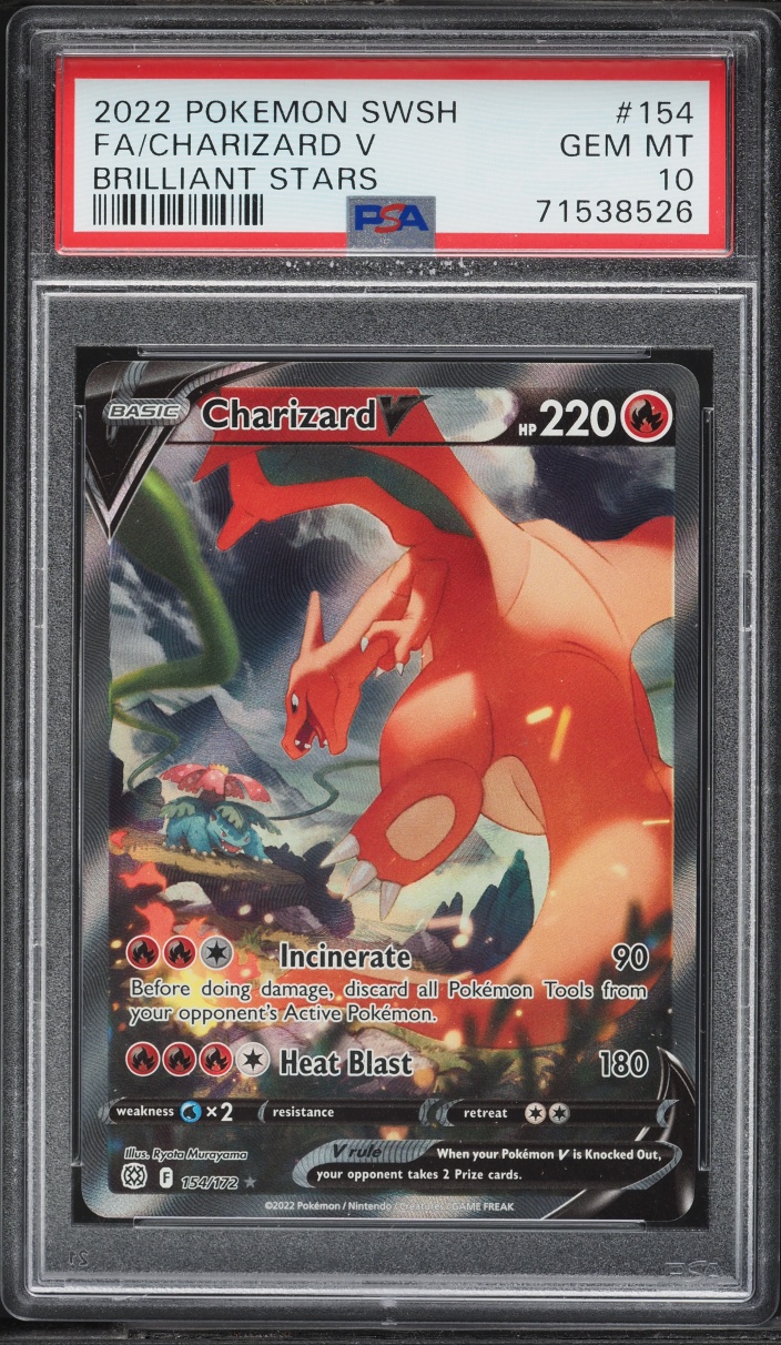 2022 Pokemon Sword & Shield Brilliant Stars Alt Art Charizard V #154 PSA 10 GEM MINT