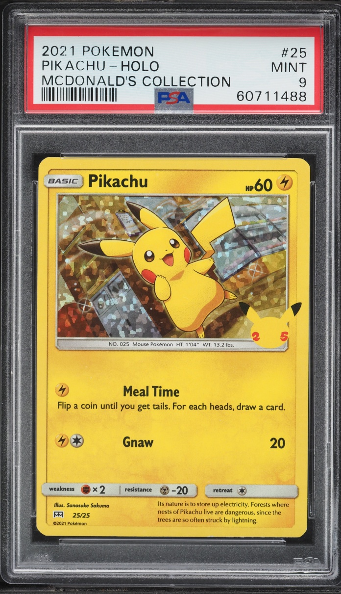 2021 Pokemon Sword & Shield McDonald's Collection Confetti Holo Pikachu #25 PSA 9 MINT