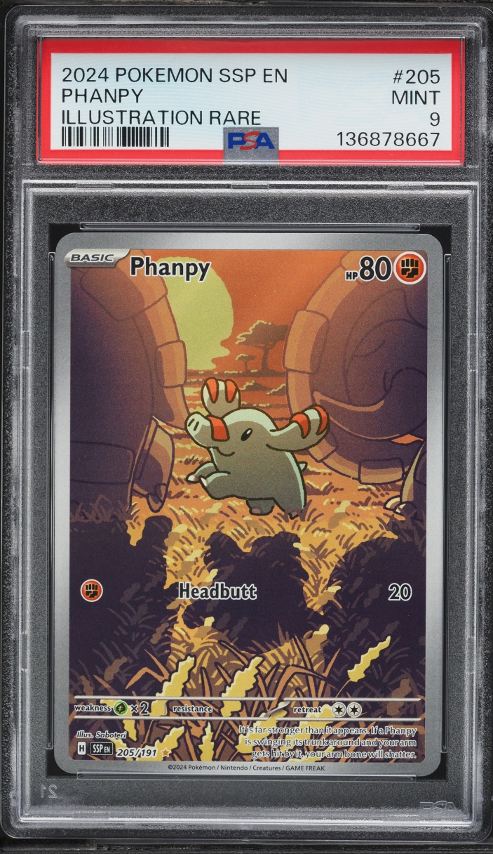 2024 Pokemon Scarlet & Violet Surging Sparks IR Phanpy #205 PSA 9 MINT