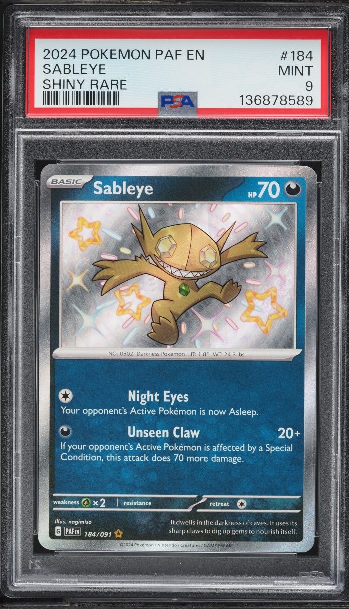 2024 Pokemon Scarlet & Violet Paldean Fates Shiny Sableye #184 PSA 9 MINT