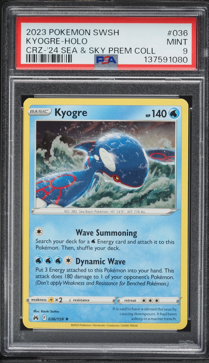 2023 Pokemon SWSH Crown Zenith Sea & Sky Premium Collection Holo Kyogre #36 PSA 9 MINT
