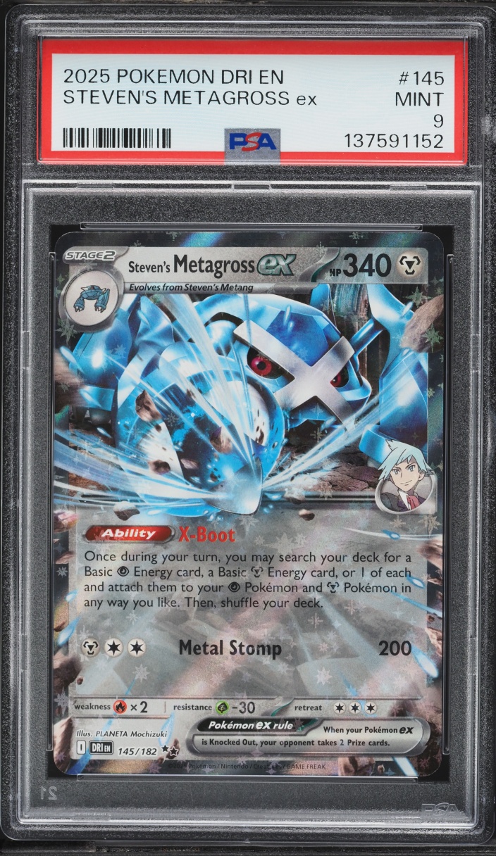 2025 Pokemon Scarlet & Violet Destined Rivals Holo Steven's Metagross Ex #145 PSA 9 MINT
