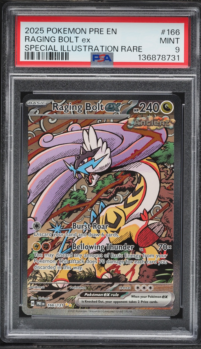 2025 Pokemon Scarlet & Violet Prismatic Evolutions SIR Raging Bolt ex #166 PSA 9 MINT