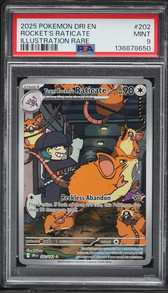 2025 Pokemon Scarlet & Violet Destined Rivals IR Team Rocket's Raticate #202 PSA 9 MINT
