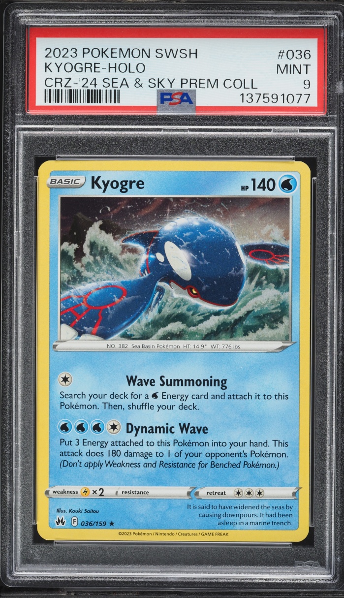 2023 Pokemon SWSH Crown Zenith Sea & Sky Premium Collection Holo Kyogre #36 PSA 9 MINT