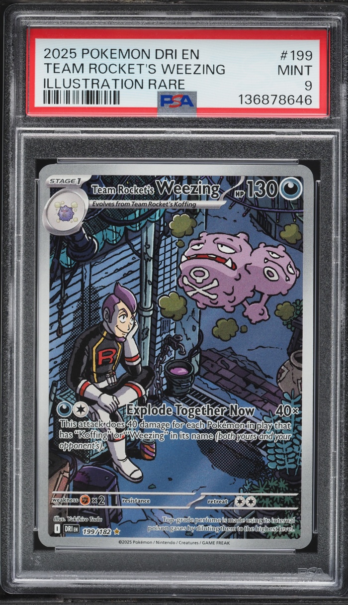 2025 Pokemon Scarlet & Violet Destined Rivals IR Team Rocket's Weezing #199 PSA 9 MINT