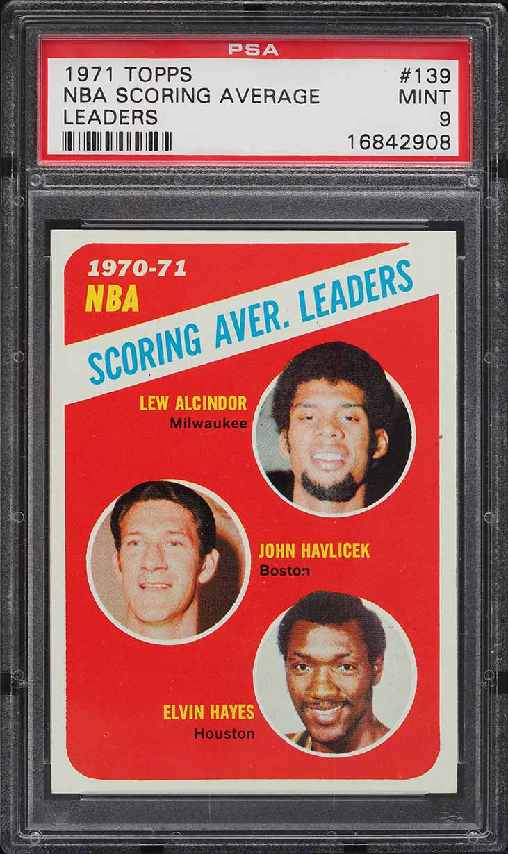1971 Topps Basketball Lew Alcindor NBA SCORING AVERAGE LDRS #139 PSA 9 MINT - Photo 1