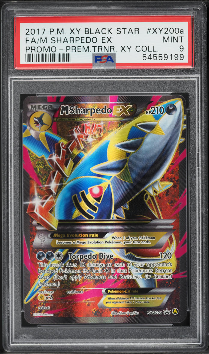 2017 Pokemon XY Promo Premium Trainer Full Art M Sharpedo EX #XY200a PSA 9 MINT