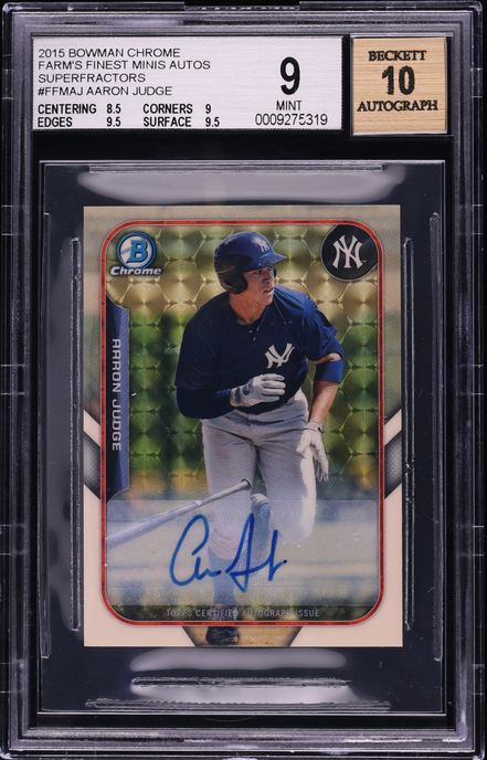 2015 Bowman Chrome Farm's Finest Mini Superfractor Aaron Judge PROSPECT AUTO 1/1 #FFMAJ BGS 9
