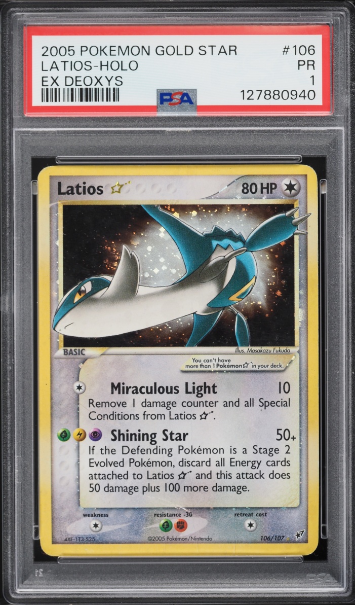2005 Pokemon EX Deoxys Holo Latios Gold Star #106 PSA 1 PR