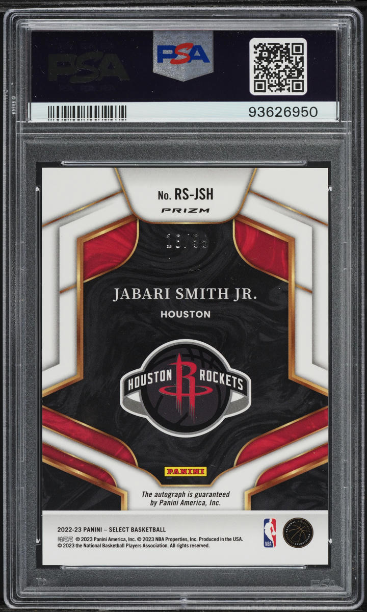 2022 Select Red Prizm Jabari Smith Jr. ROOKIE AUTO /99 #RS-JSH PSA 10 GEM MINT